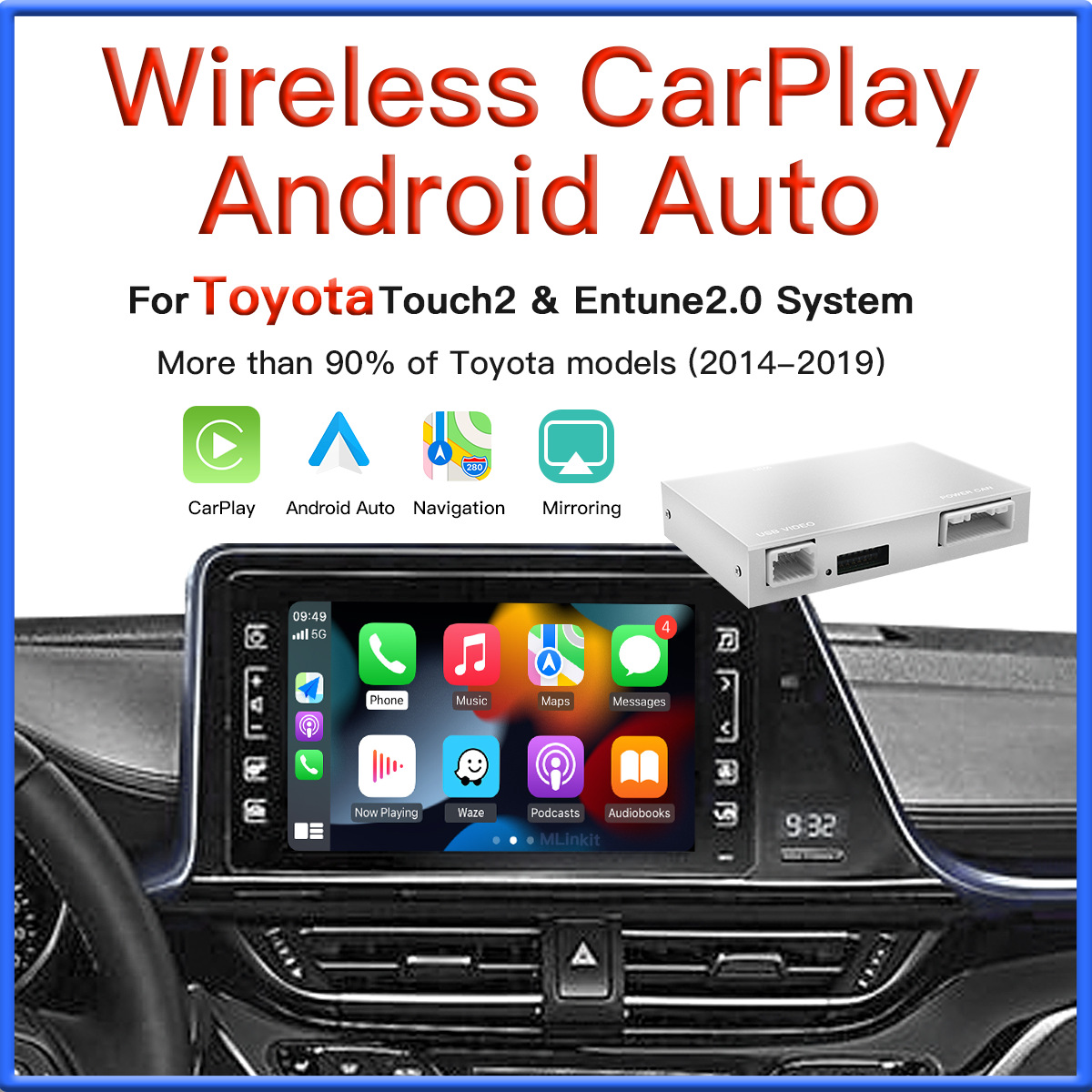 豐田車主福音 14-19款車型無線CarPlay/Android Auto解碼器，讓車機導航跨越升級